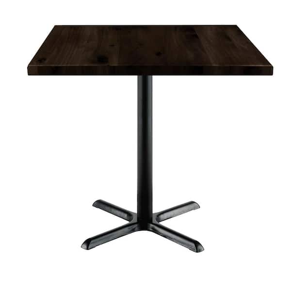 Unbranded Urban Loft 36 in Square Espresso Solid Wood Counter Table with X-Shaped Black Steel Frame (Seats 4)
