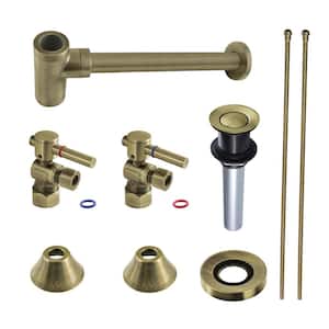 Modern 1-1/4 in. Brass Plumbing Sink Trim Kit with Bottle Trap and Drain in Antique Brass