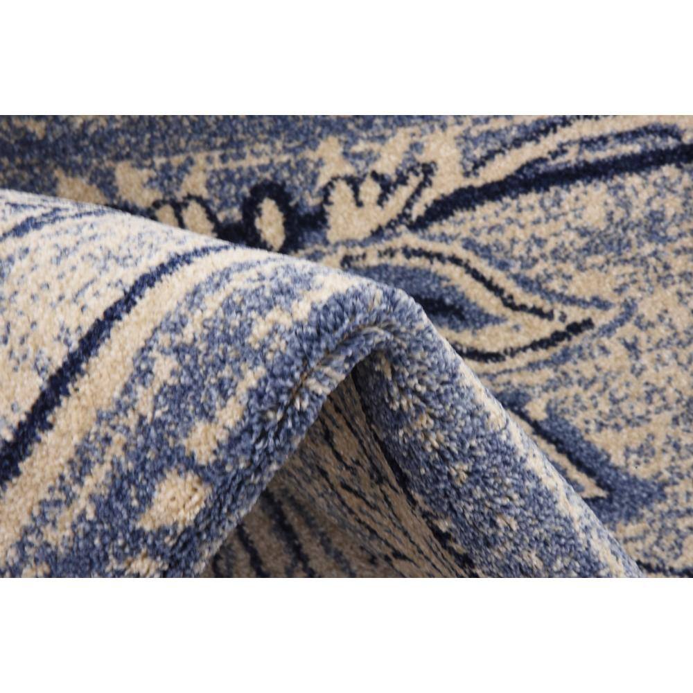 10' x 13' Blue and Ivory Floral Reversible Area Rug