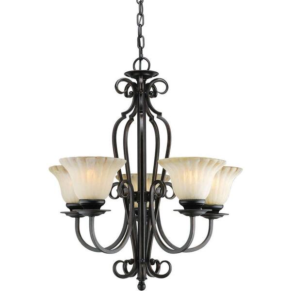 Forte Lighting 5-Light Bordeaux Chandelier with Umber Cloud Glass