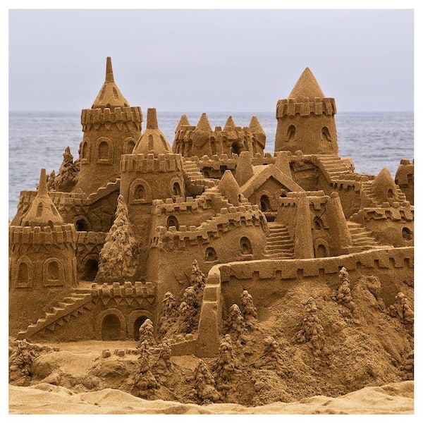 VENICE BEACH Collections Sand Castle Beachside by Unknown 1 Piece Unframed Canvas Drawing Print 30 in. x 30 in.