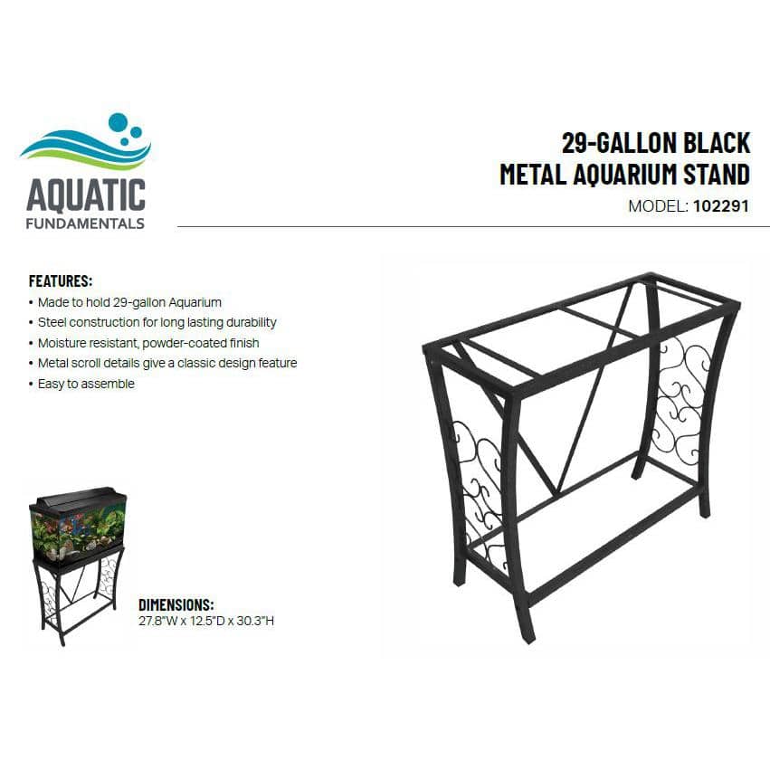 Black Powder-Coated Steel Scrollwork Aquarium Stand for 29 Gallon Tanks