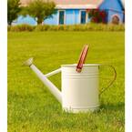 Mordern 1 Gal. White Metal Plant Watering Can with Copper Handles, Galvanized Steel Watering Pot
