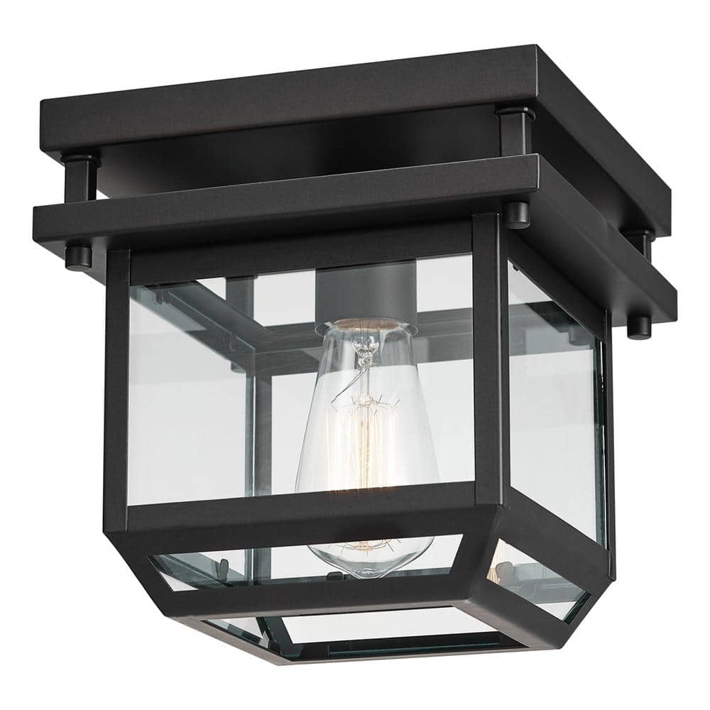 Sorrell 1-Dark Bronze Outdoor/Indoor Flush Mount Light with Clear Glass Sha