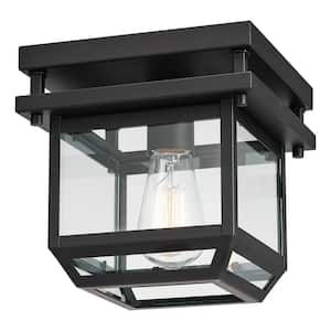 Sorrell 1-Dark Bronze Outdoor/Indoor Flush Mount Light with Clear Glass Shade