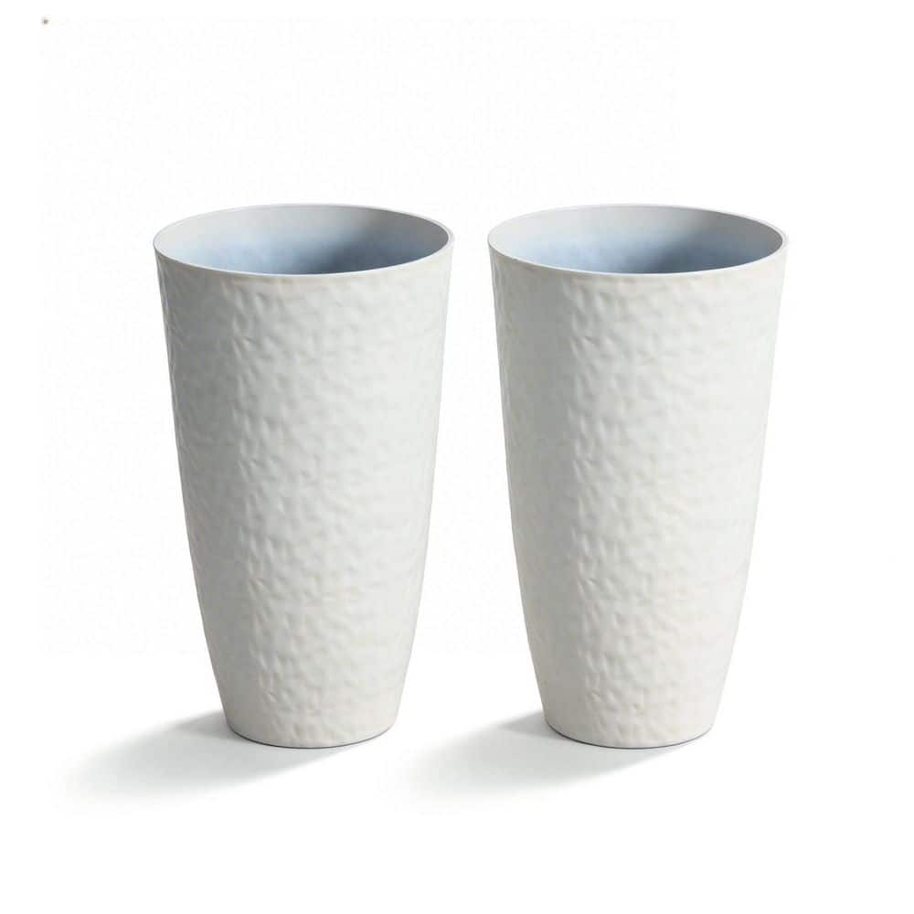 12.2 in. Top Dia x 21.7 in. H White PE Cone Outdoor Planter with Drainage Holes (2-Pack) price history on PriceWatchPro