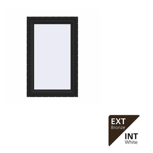 30 in. x 48 in. V-4500 Series Bronze FiniShield Vinyl Right-Handed Casement Window with Fiberglass Mesh Screen