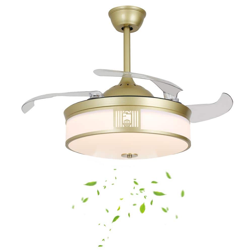 OUKANING Indoor Copper Modern 6Speed 42 in. Reversible and Retractable