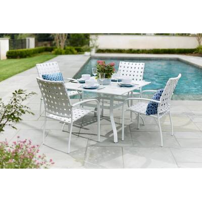 white aluminum patio set