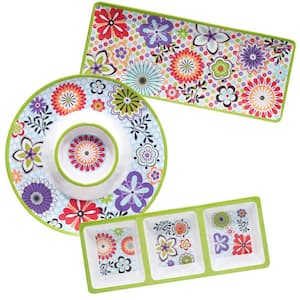 Carnaby 3-Piece Multi-Colored Melamine Platter Set Service for 3