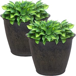 Sunnydaze Anjelica 24 in. Sable Outdoor Resin Flower Pot Planter (2-Pack) - Dark Brown