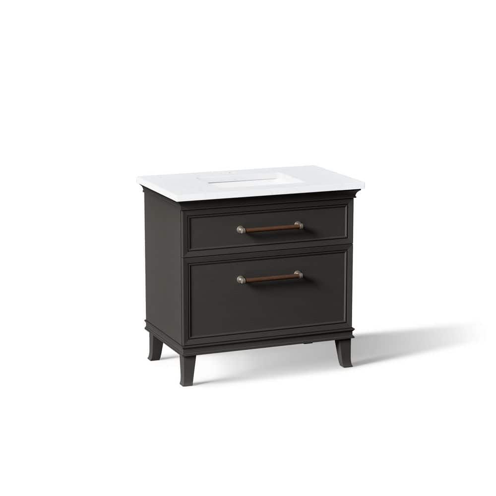 Artifacts 36 in. Freestanding Carbon Oak Bath Vanity with White Eternal Statuario Quartz Top And Nickel Hardware price history on PriceWatchPro