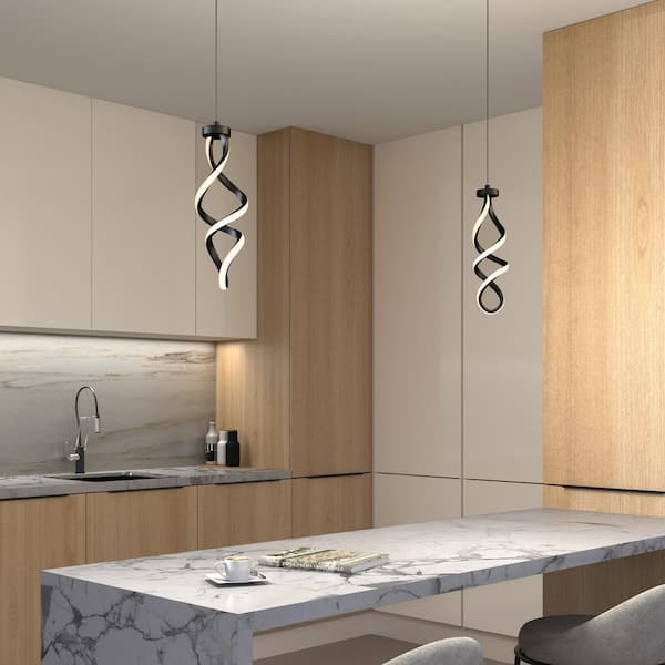 Swirl 13-Watt 1-Light Matte Black Integrated LED Mini Pendant Light