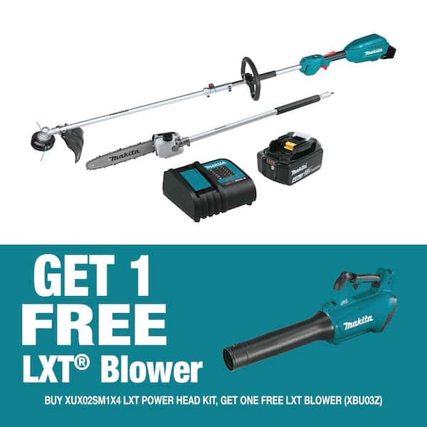 18V LXT Brushless Couple Shaft Power Head Kit w/String Trimmer & Pole Saw Attach 4.0Ah and 18V LXT Brushless Leaf Blower