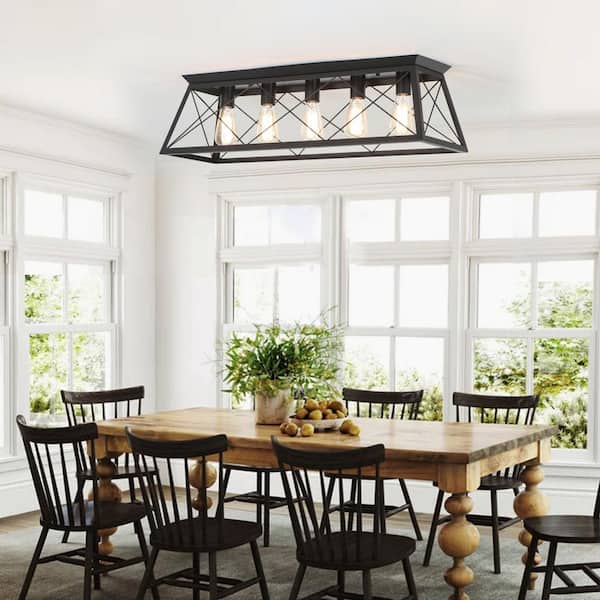 Modern Farmhouse Ceiling Light of Large Black Enamel Shade - Kitchen shops Bathroom Dining Restaurant Flush Mount Chandelier Lighting Track Fan