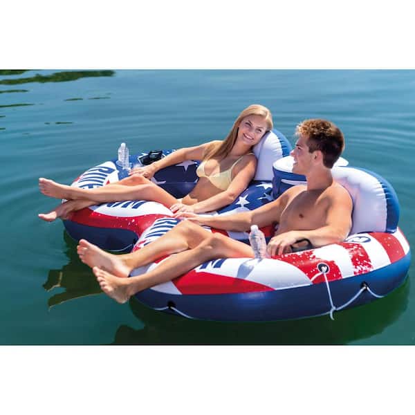 2 Single Water Rafts Intex River Run II Inflatable 2 Person Pool Tube Float 