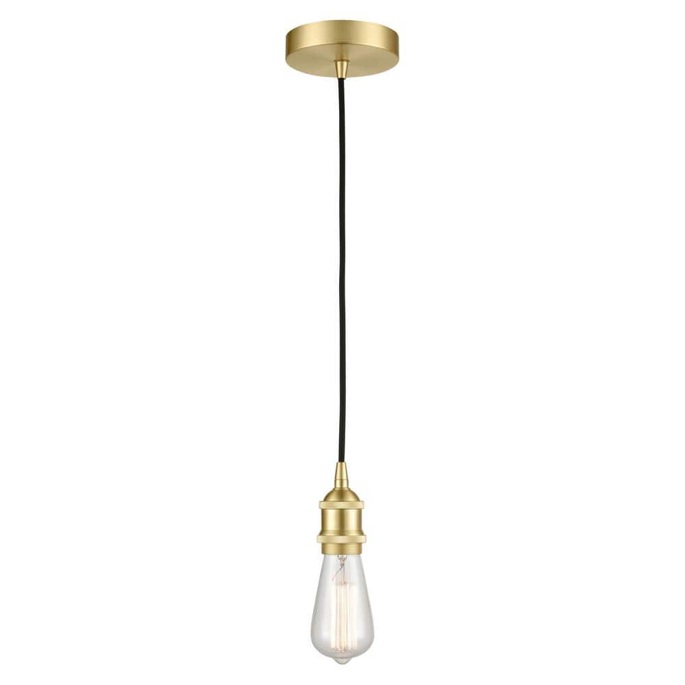 Satin Brass Mini Pendant Light with Glass Shade