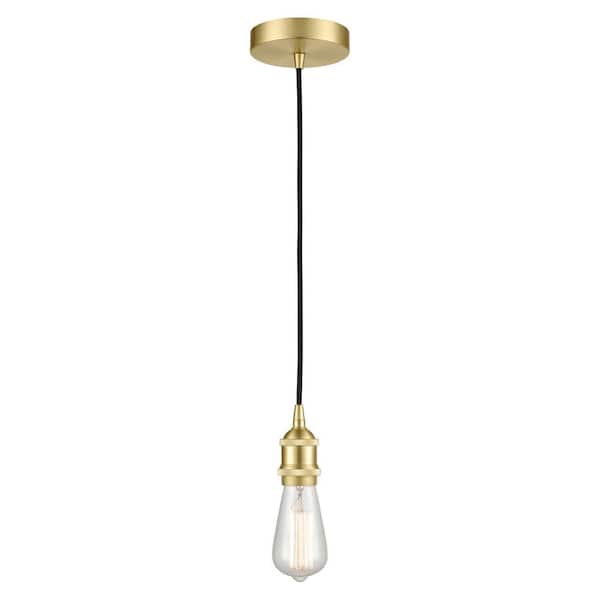 Edison 60-Watt 1-Light Satin Brass Standard Mini Pendant Light