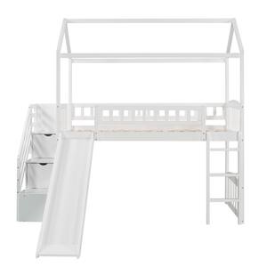 House Loft Bed with Slide, Twin Loft Bed with Slide and Drawers, Loft Bed Twin with Staircase