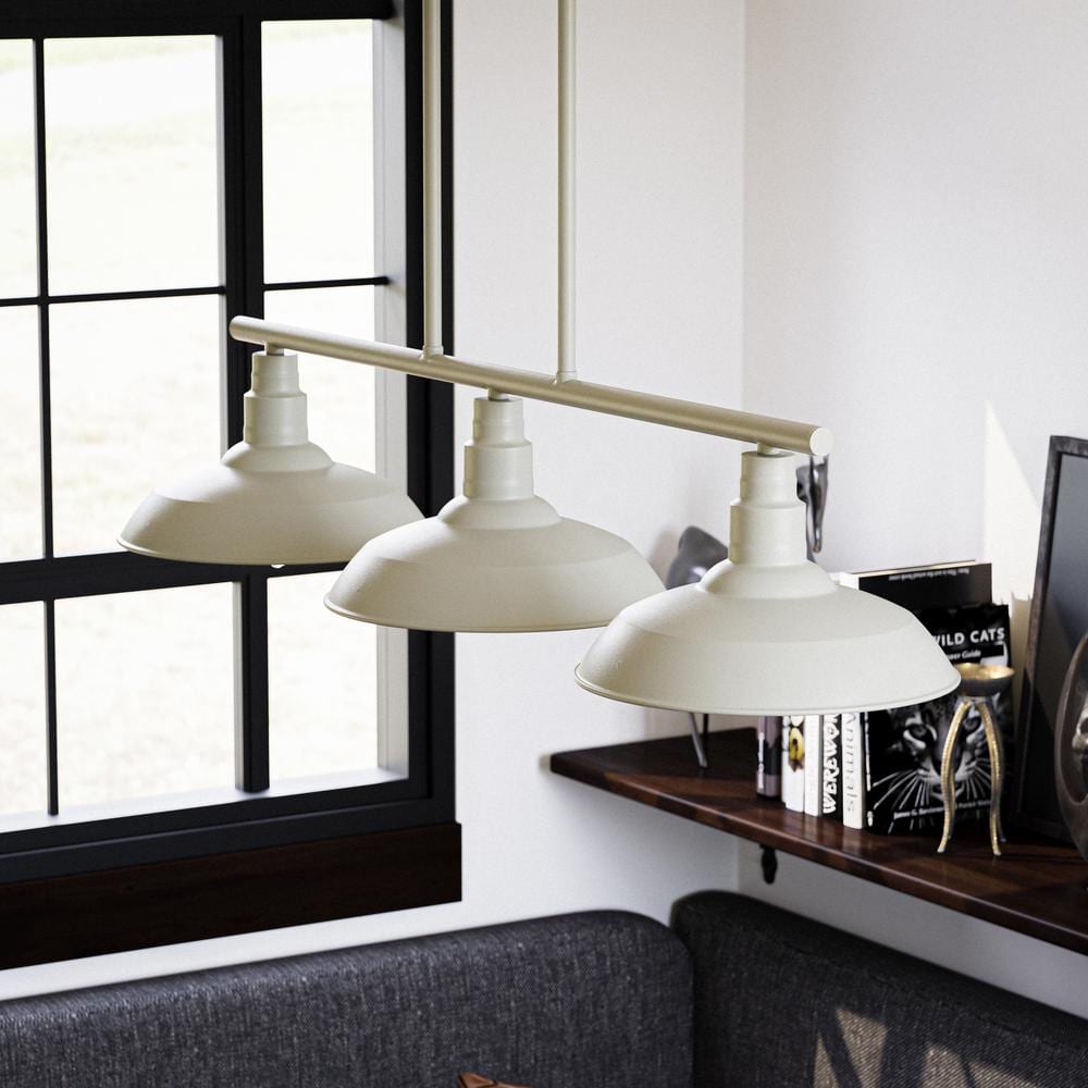 Gray Metal 3-Light Industrial Island Chandelier
