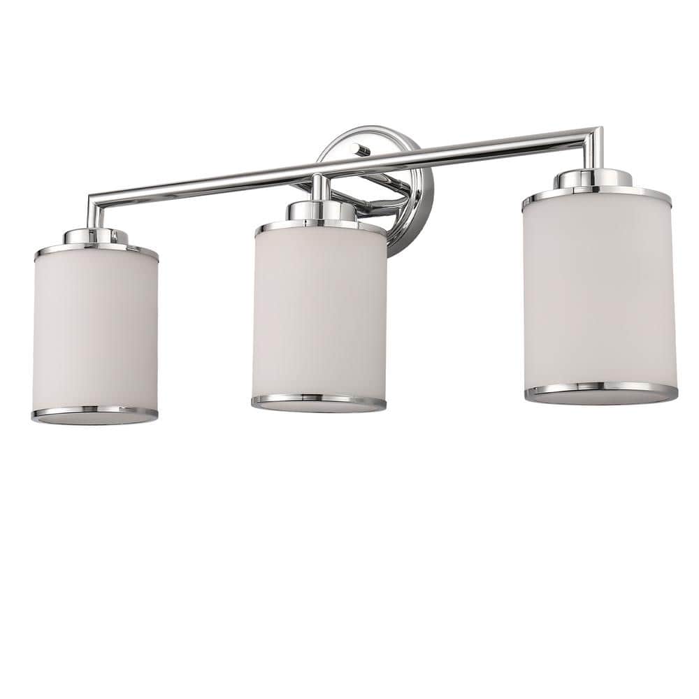 17 in. 3-Light Chrome Vanity Light with Frosted Glass Shades, Modern Bathroom Wall Sconce for Vanity, Mirror price history on PriceWatchPro