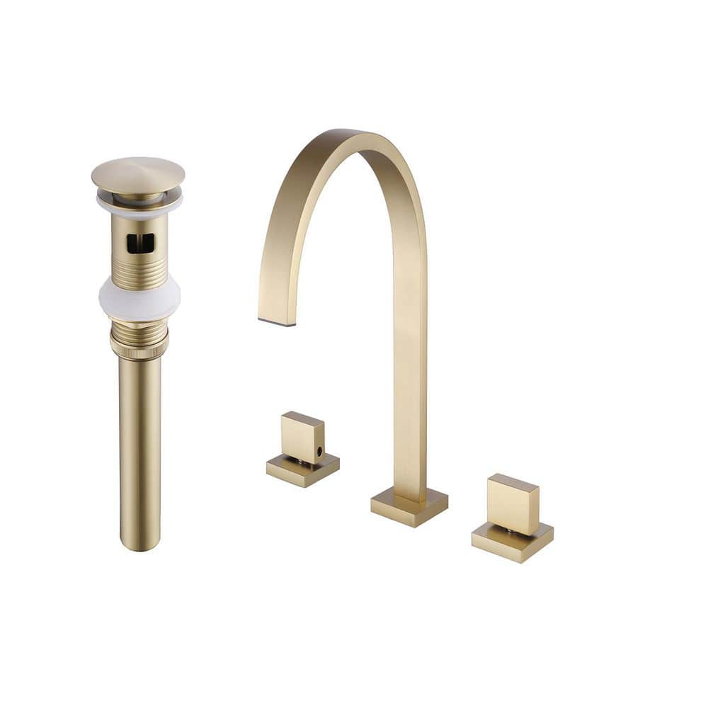 Trio 8 in. Widespread Double Handle Bathroom Faucet 3 Hole Bathroom Sink Faucet with Pop-Up Drain in Brushed Gold price history on PriceWatchPro