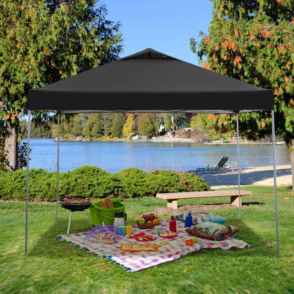 10x10 Black Adjustable Height Pop-Up Canopy Tent