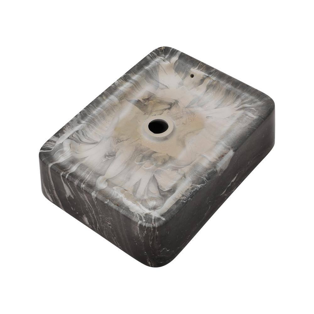 Black and Gray Marble Ceramic Rectangular Vessel Sink