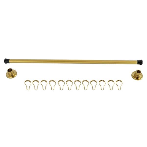 Edenscape 36 in. to 60 in. Adjustable Straight Shower Curtain Rod in Brushed Brass