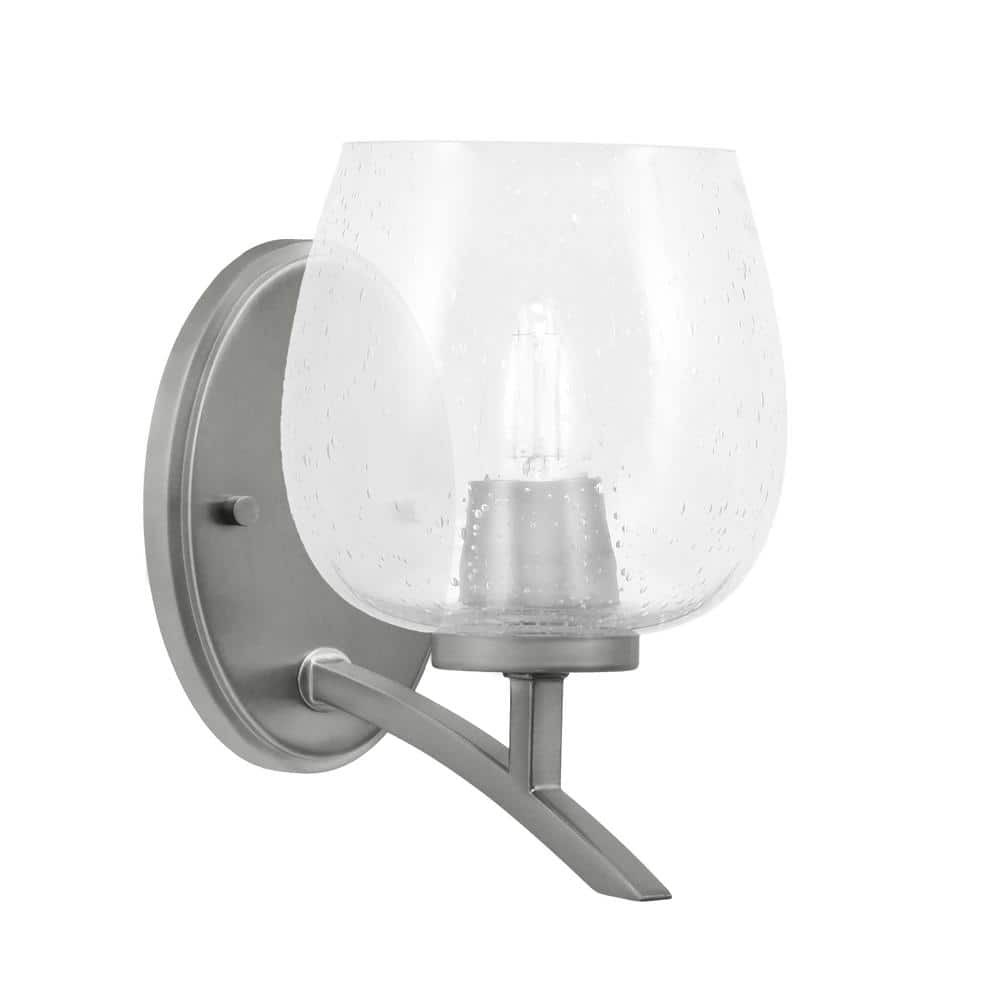 Siena 6 in. 1-Light Graphite Sconce with 6 in. Clear Bubble Glass Shade No 