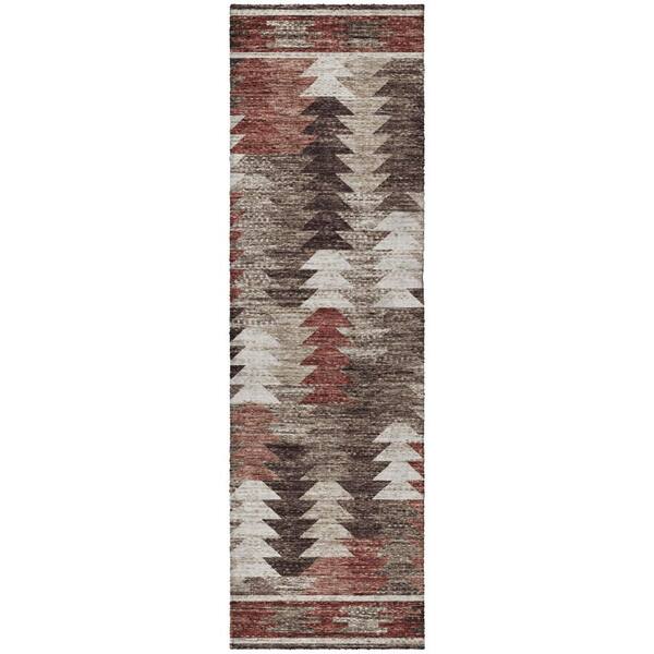Dream Shag Premium Machine Washable Abstract ADS798 Chocolate 2 ft. x 7 ft. Runner Rug