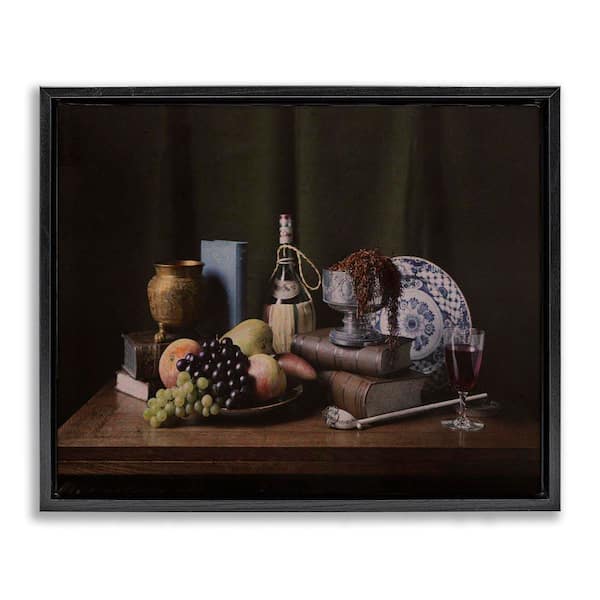 Stupell Industries Dark Vanitas Still Life by Unknown Black Floater Frame Food Graphic Art Print 25 in. x 31 in.