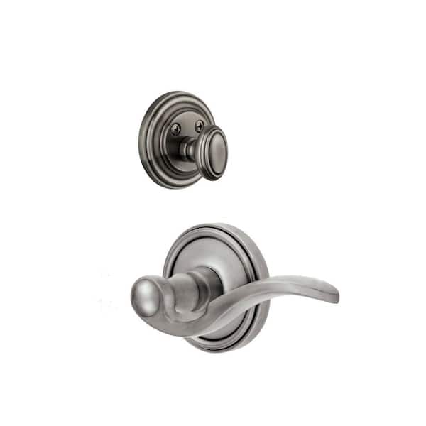 Grandeur Georgetown Single Cylinder Antique Pewter Combo Pack Keyed Alike with Left Handed Bellagio Lever and Matching Deadbolt