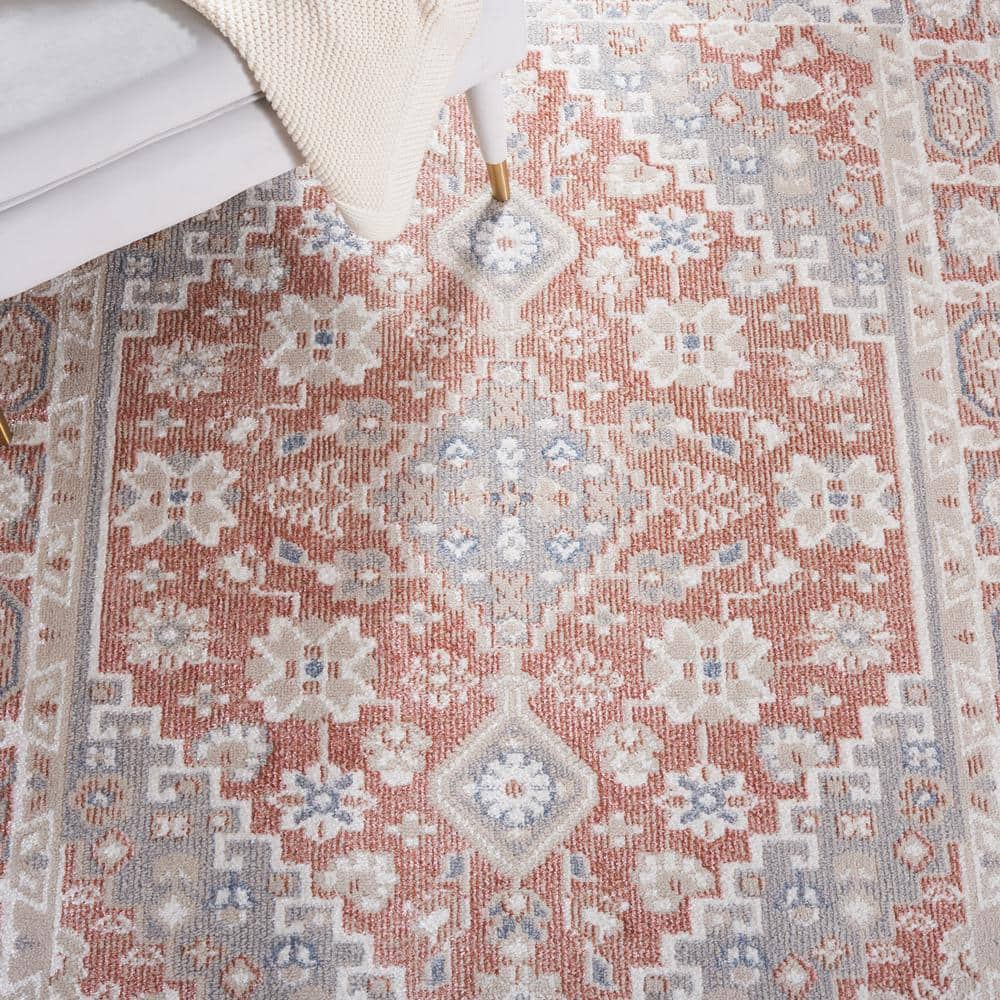 Blair Vintage Rose & Grey Hand-Knotted Synthetic Area Rug, 59"x84"