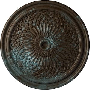 22" x 1-3/4" Trinity Urethane Ceiling Medallion (Fits Canopies upto 3"), Hand-Painted Bronze Blue Patina