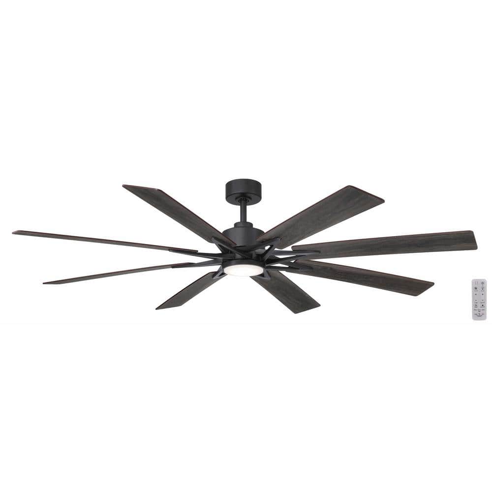 Home Decorators Collection Intervale 72 in. Integrated CCT LED Indoor/Outdoor Matte Black Ceiling Fan with Light and Remote Control Included