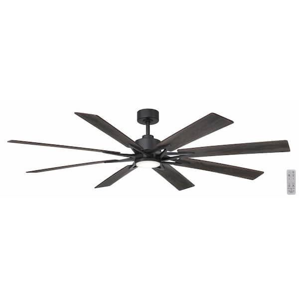Home Decorators Collection Intervale 72 in. Indoor/Outdoor Matte Black Windmill Ceiling Fan with Adjustable White LED with Remote Included