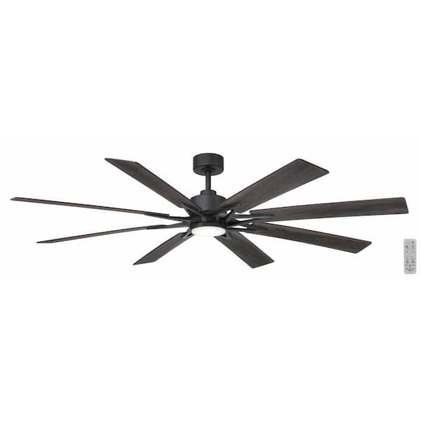 Intervale 72 in. Indoor/Outdoor Matte Black Windmill Ceiling Fan with Adjustable White LED with Remote Included