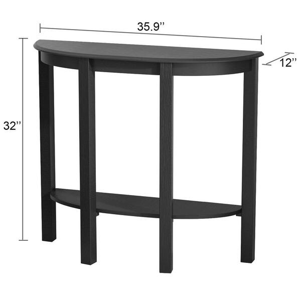 Half Circle Wood Console Table, Black Half Round Entry Table