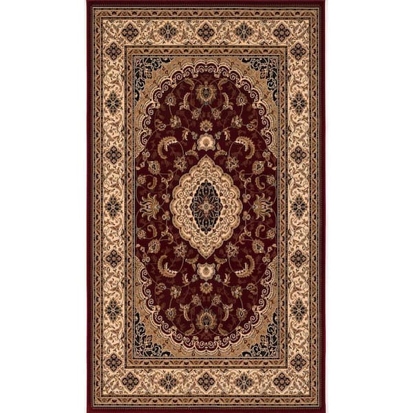Majestic Red 3 ft. 9 in. x 5 ft. 6 in. Traditional Area Rug