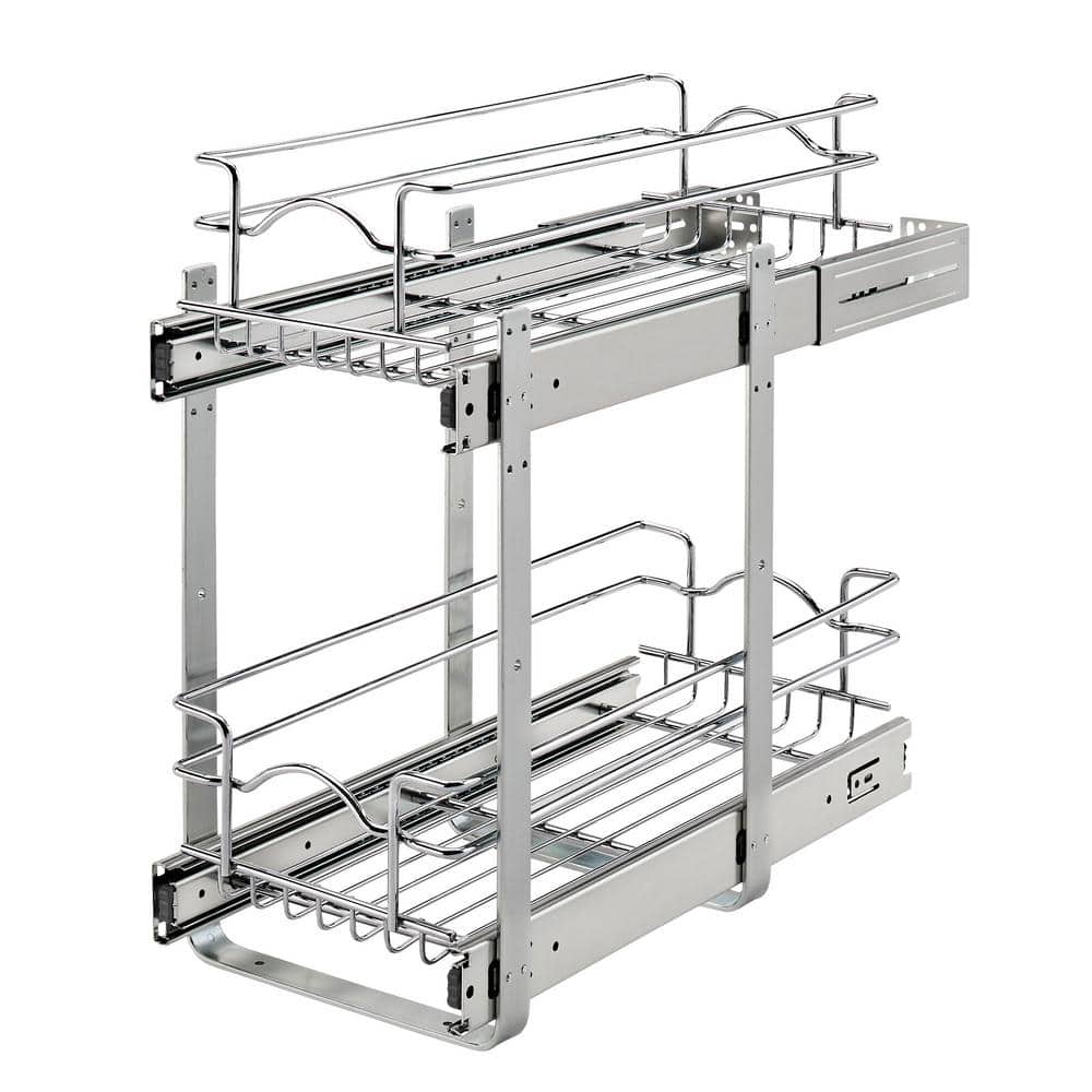5WB2-0922CR-1 - 9 W x 22 D Base Cabinet Pull-Out Chrome 2-Tier Wire  Basket - Express Kitchens