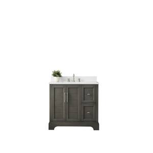 Chambery 36 in. W x 22 in. D x 34.5 in. H Bathroom Vanity in Silver Grey with Engineered Marble Top
