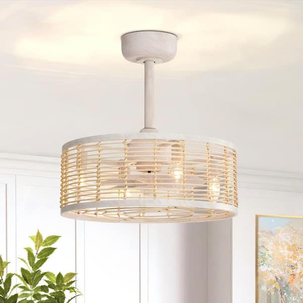 Heritage 12 in. 4-Light Indoor White Metal Downrod Type Drum Ceiling Fan for Bedroom Kitchen Downrod Included