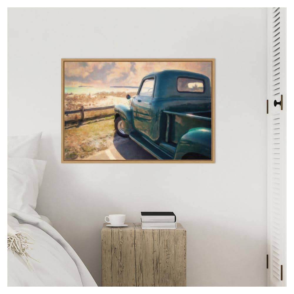 Great Ride Great View Framed Canvas Wall Art in Sylvie Maple