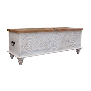 Victoria White Wash and Natural 59 in. Storage Trunk