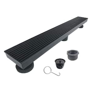 24 in. Matte Black Linear Shower Drain with Linear Drain Cover