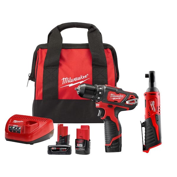 Milwaukee M12 12V Lithium-Ion Cordless Rotary Tool with M12 3/8 in. Crown Stapler and 6.0 Ah XC Battery Pack