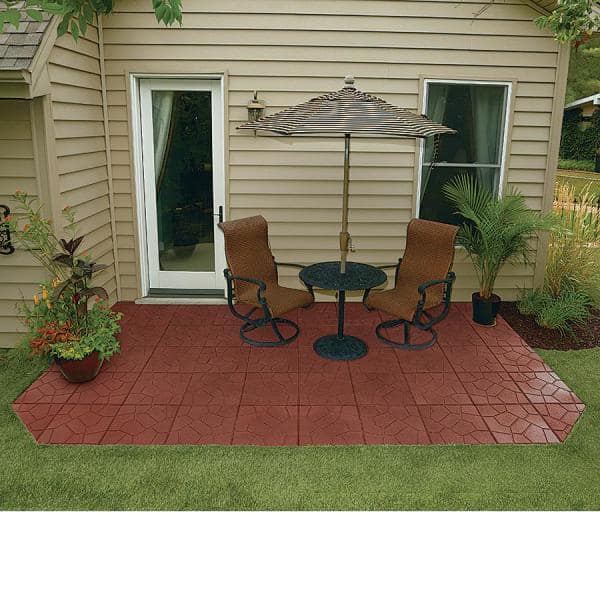 Rubberific Dual-Sided 16x16x3/4 Inch Rubber Paver Tile – Gray, 1 Tile, Made From 100% Recycled Rubber (Brick & Architectural Patterns)