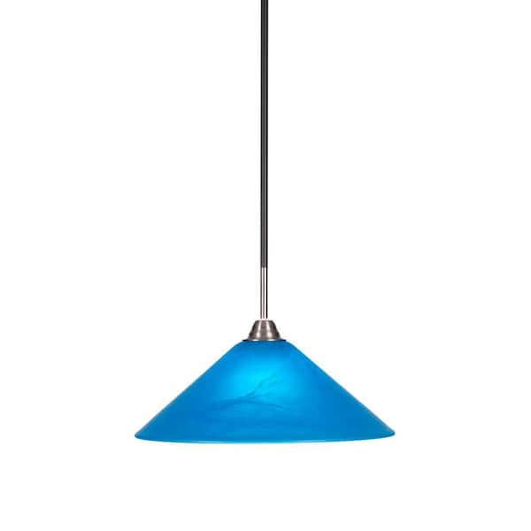 Unbranded Madison 100-Watt 1-Light Matte Black and Brushed Nickel Bowl Mini Pendant Light with Glass Shade