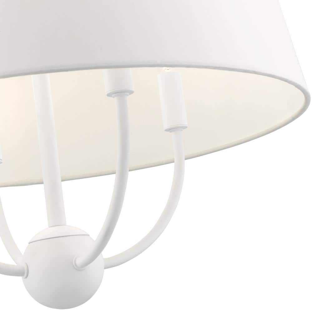 White Glass Drum 4-Light Indoor/Outdoor Chandelier